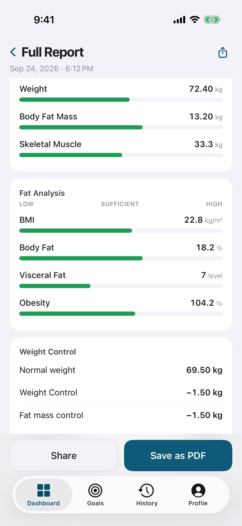 intelli8 App muscle and fat analysis