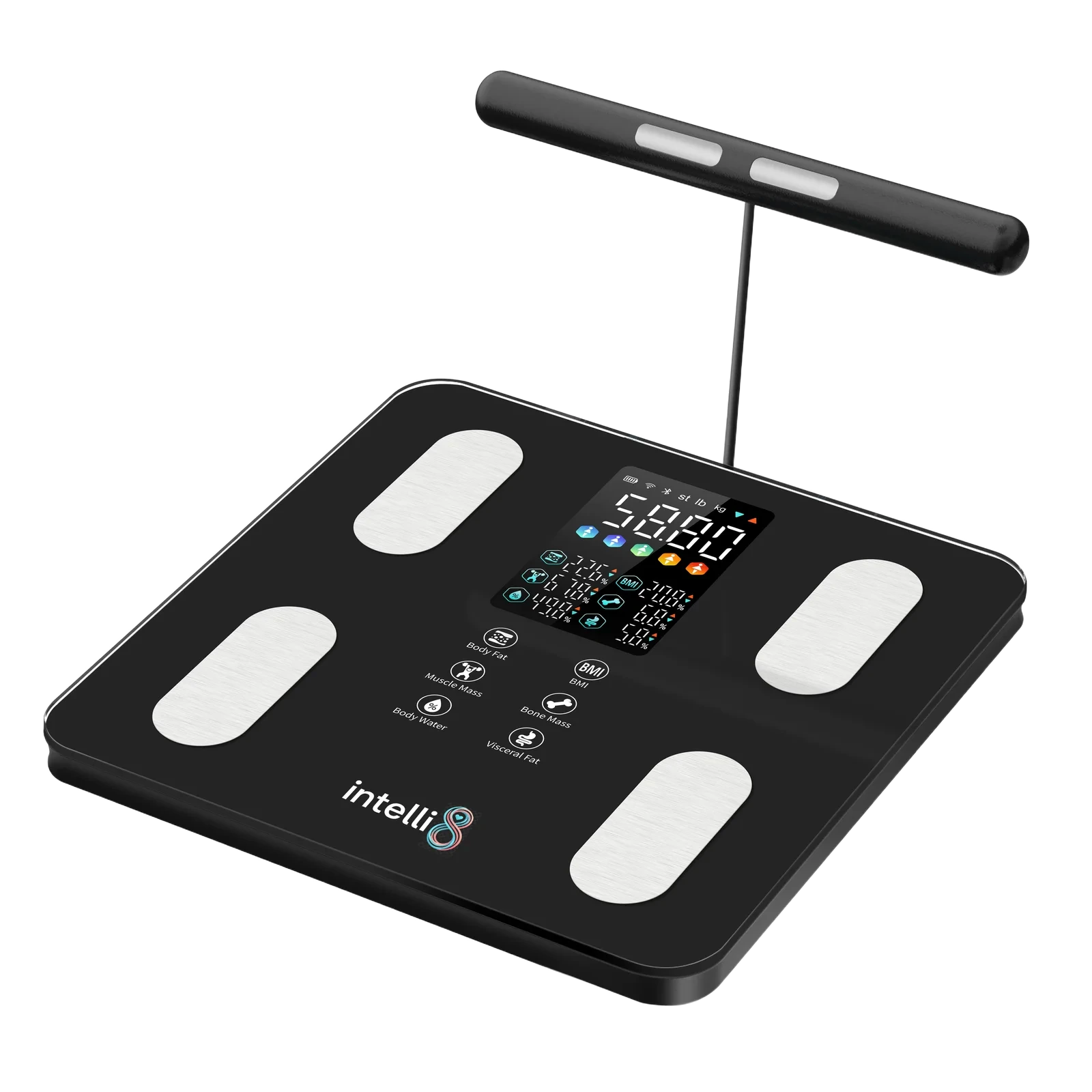 intelli8 Body Composition Scale with eight electrodes and handheld bar